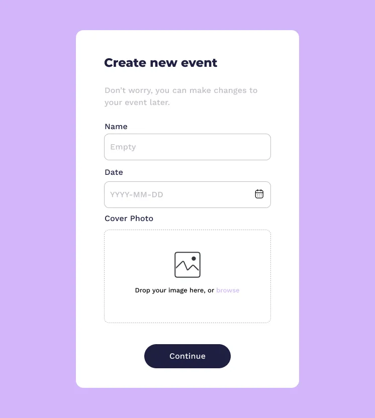 Create event mockup