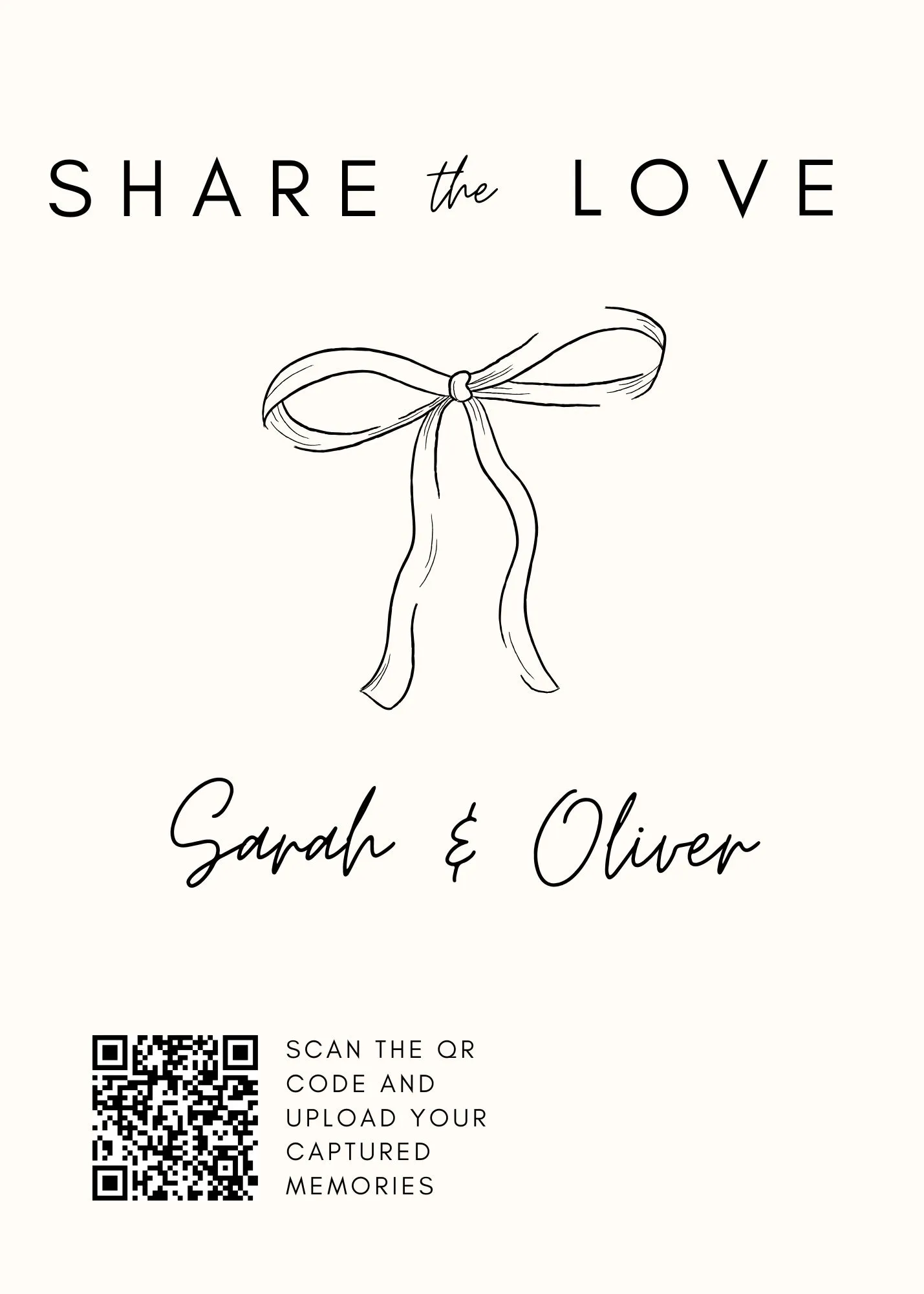 Black Organic Wedding QR code template