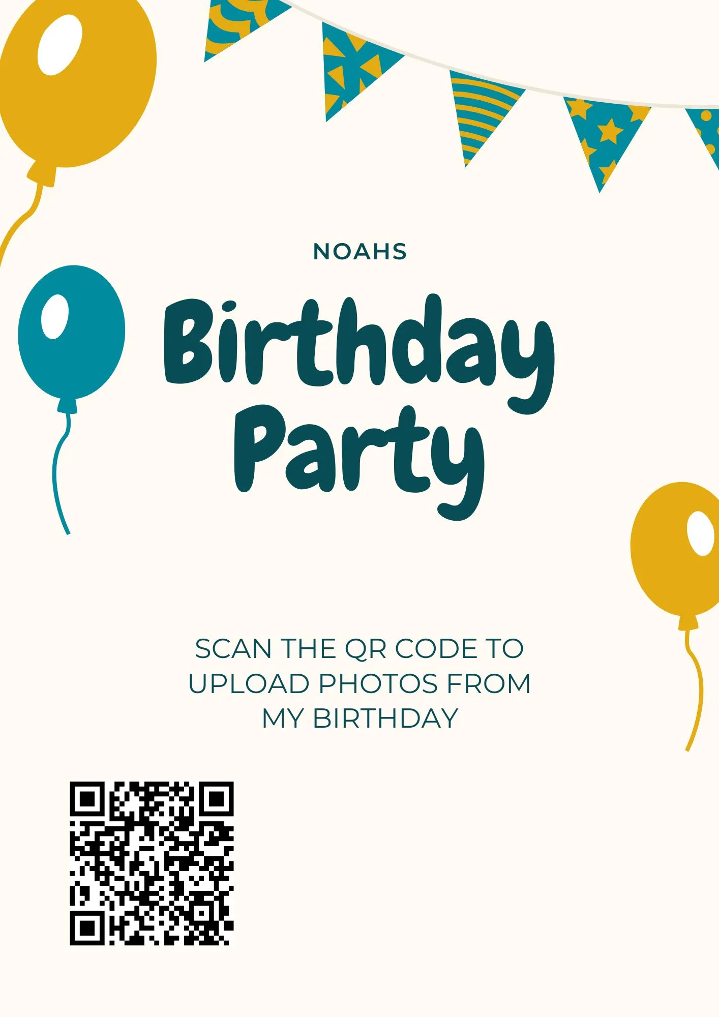 Blue simple birthday party QR code template